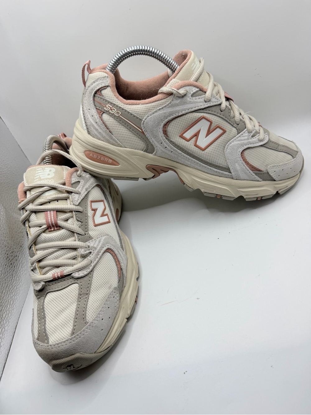 New Balance Women’s 530 Sneakers in Cream with Blush Accents